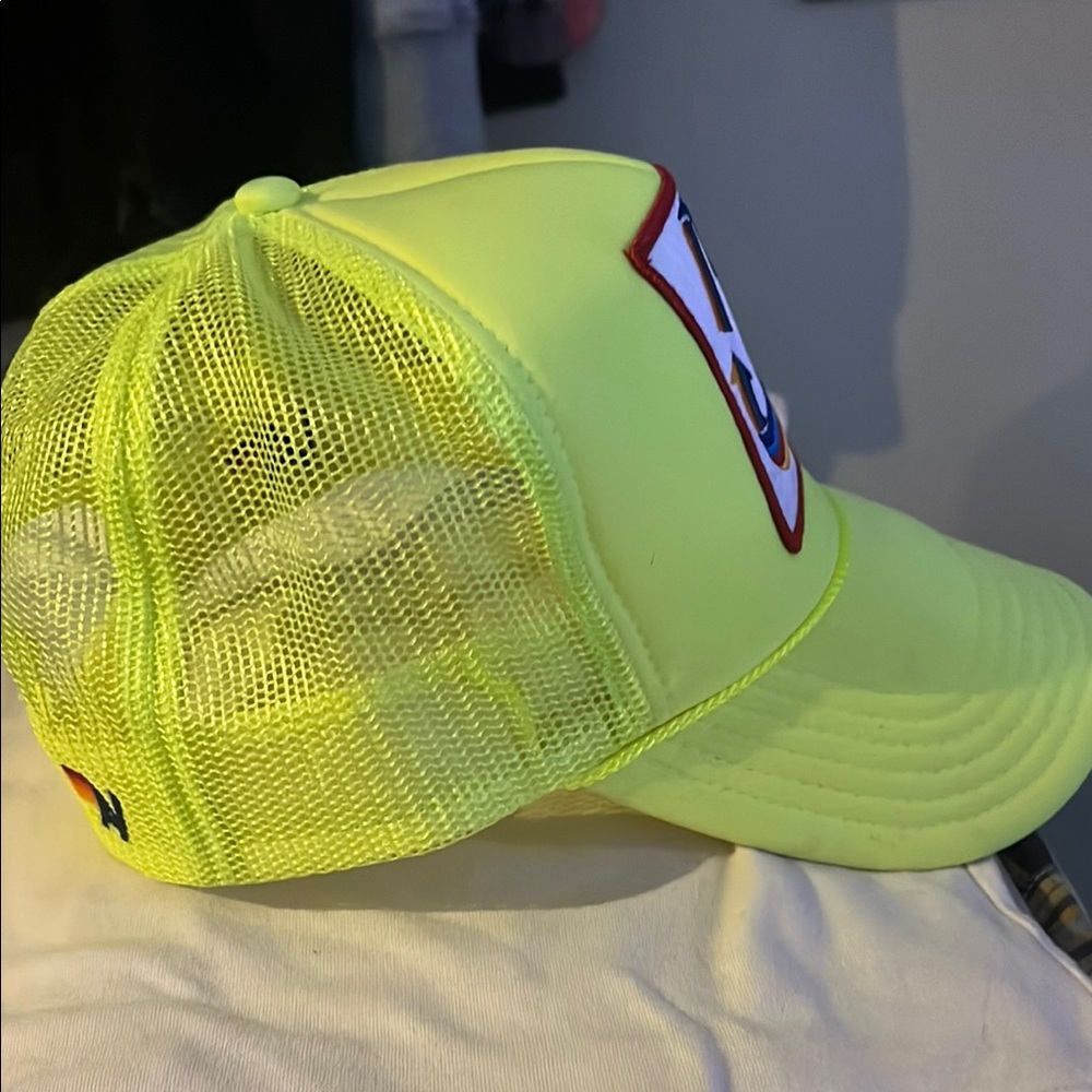 AVIATOR NATION LIMITED EDITION RECYCLE PATCH NEON YELLOW TRUCKER HAT - Picture 4 of 7